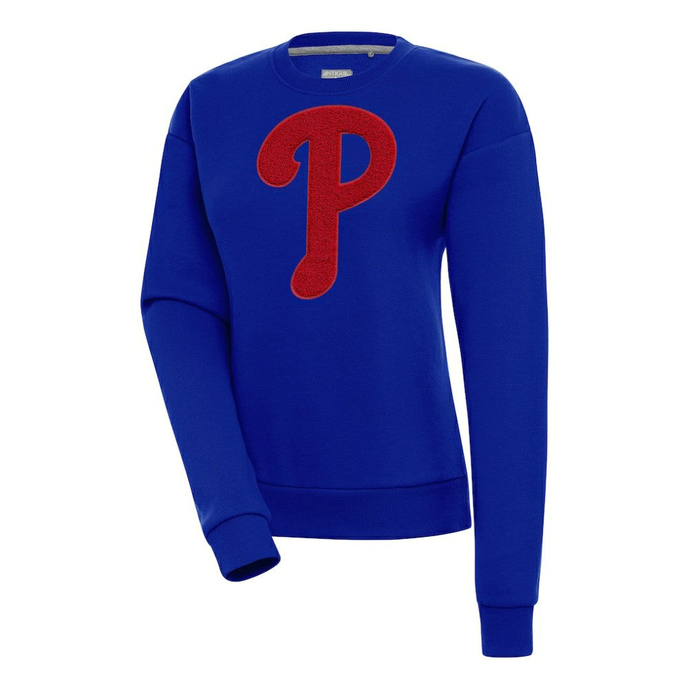 Philadelphia Phillies Antigua Women's Victory Chenille Pullover Sweatshirt - Royal Pullover