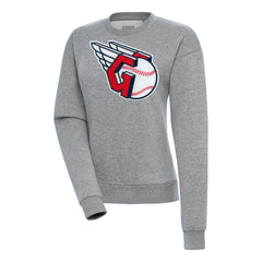 Cleveland Guardians Antigua Women's Victory Chenille Pullover Sweatshirt - Heather Gray Pullover