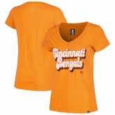 Cincinnati Bengals New Era Women's Enzyme Wash Low V-Neck T-Shirt Orange