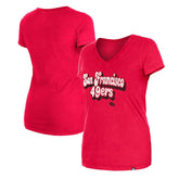 San Francisco 49ers New Era Women's Enzyme Wash Low V-Neck T-Shirt Scarlet