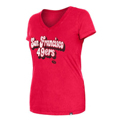 San Francisco 49ers New Era Women's Enzyme Wash Low V-Neck T-Shirt Scarlet