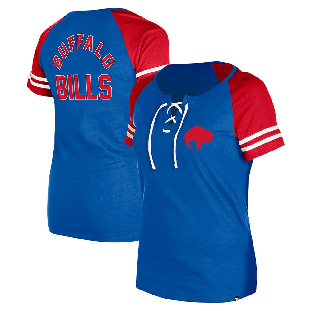 Buffalo Bills New Era Women's Throwback Lace-Up Raglan T-Shirt Royal