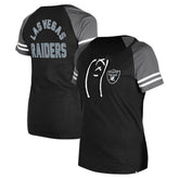Las Vegas Raiders New Era Women's Lace-Up Raglan T-Shirt Black