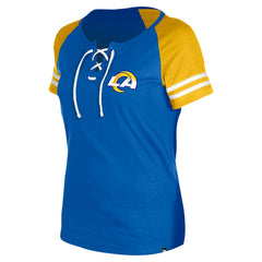 Los Angeles Rams New Era Women's Lace-Up Raglan T-Shirt Royal