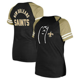 New Orleans Saints New Era Women's Lace-Up Raglan T-Shirt Black