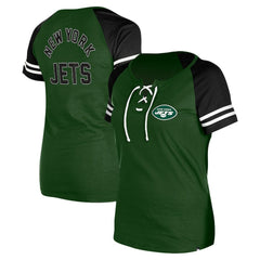 New York Jets New Era Women's Lace-Up Raglan T-Shirt Green