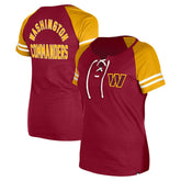 Washington Commanders New Era Women's Lace-Up Raglan T-Shirt Burgundy