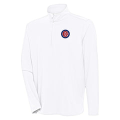 Chicago Cubs Antigua Hunk Quarter-Zip Pullover Top - White Pullover