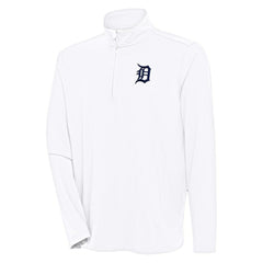 Detroit Tigers Antigua Hunk Quarter-Zip Pullover Top - White Pullover