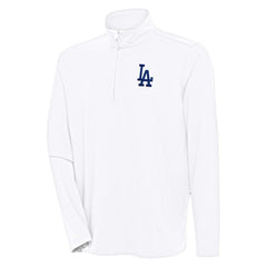 Los Angeles Dodgers Antigua Hunk Quarter-Zip Pullover Top - White Pullover