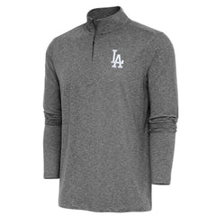 Los Angeles Dodgers Antigua Hunk Quarter-Zip Pullover Top - Heather Black Pullover
