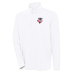 Minnesota Twins Antigua Hunk Quarter-Zip Pullover Top - White Pullover