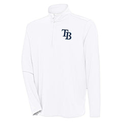 Tampa Bay Rays Antigua Hunk Quarter-Zip Pullover Top - White Pullover