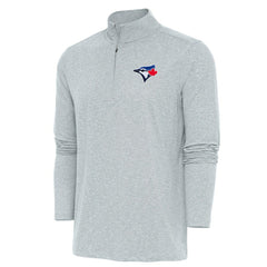 Toronto Blue Jays Antigua Hunk Quarter-Zip Pullover Top - Heather Gray Pullover