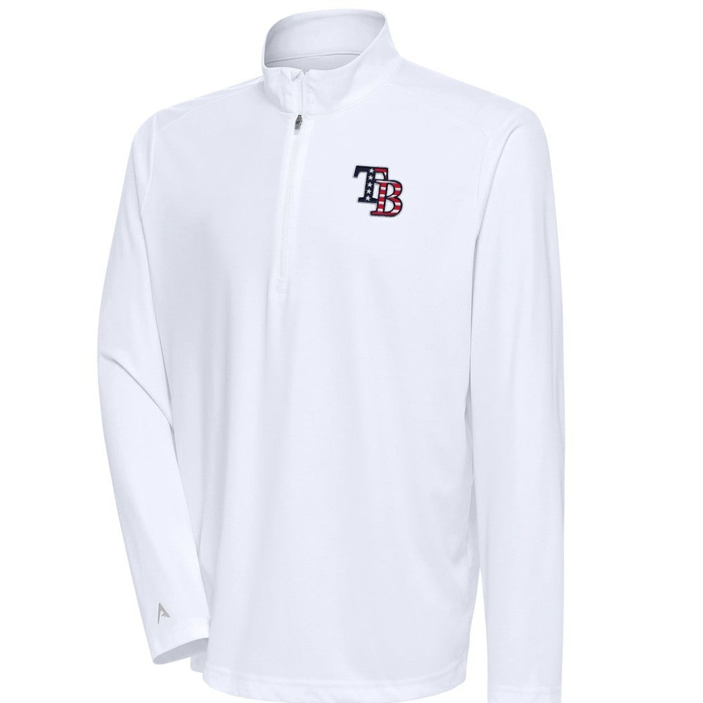 Tampa Bay Rays Antigua Patriotic Tribute Quarter-Zip Pullover Top - White Pullover