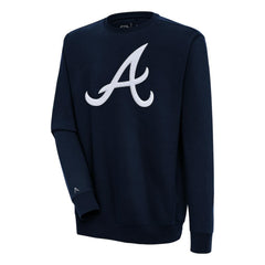 Atlanta Braves Antigua Victory Crewneck Chenille Pullover Sweatshirt - Navy Pullover