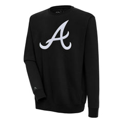 Atlanta Braves Antigua Victory Crewneck Chenille Pullover Sweatshirt - Black Pullover