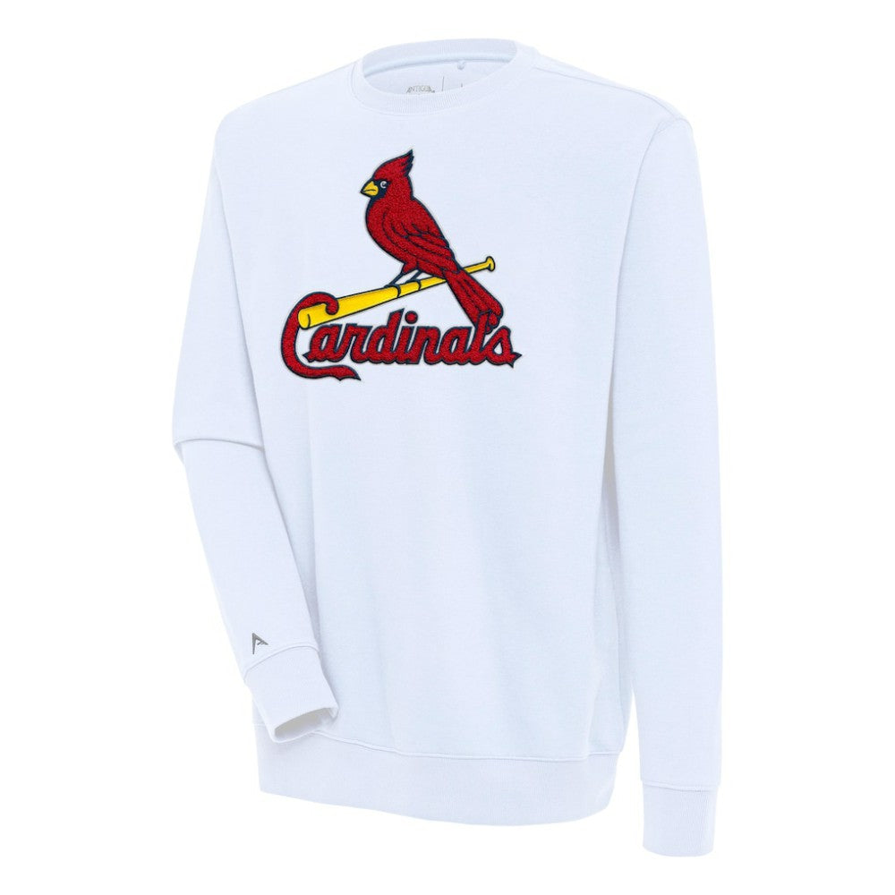 St. Louis Cardinals Antigua Victory Crewneck Chenille Pullover Sweatshirt - White Pullover