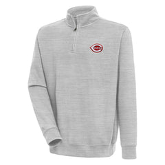 Cincinnati Reds Antigua Victory Quarter-Zip Pullover Top - Heather Gray Pullover