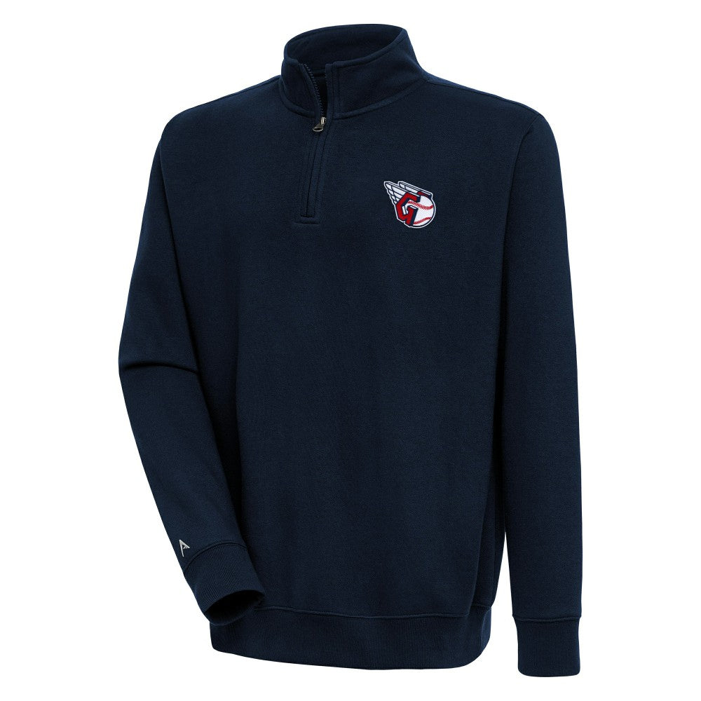 Cleveland Guardians Antigua Victory Quarter-Zip Pullover Top - Navy Pullover