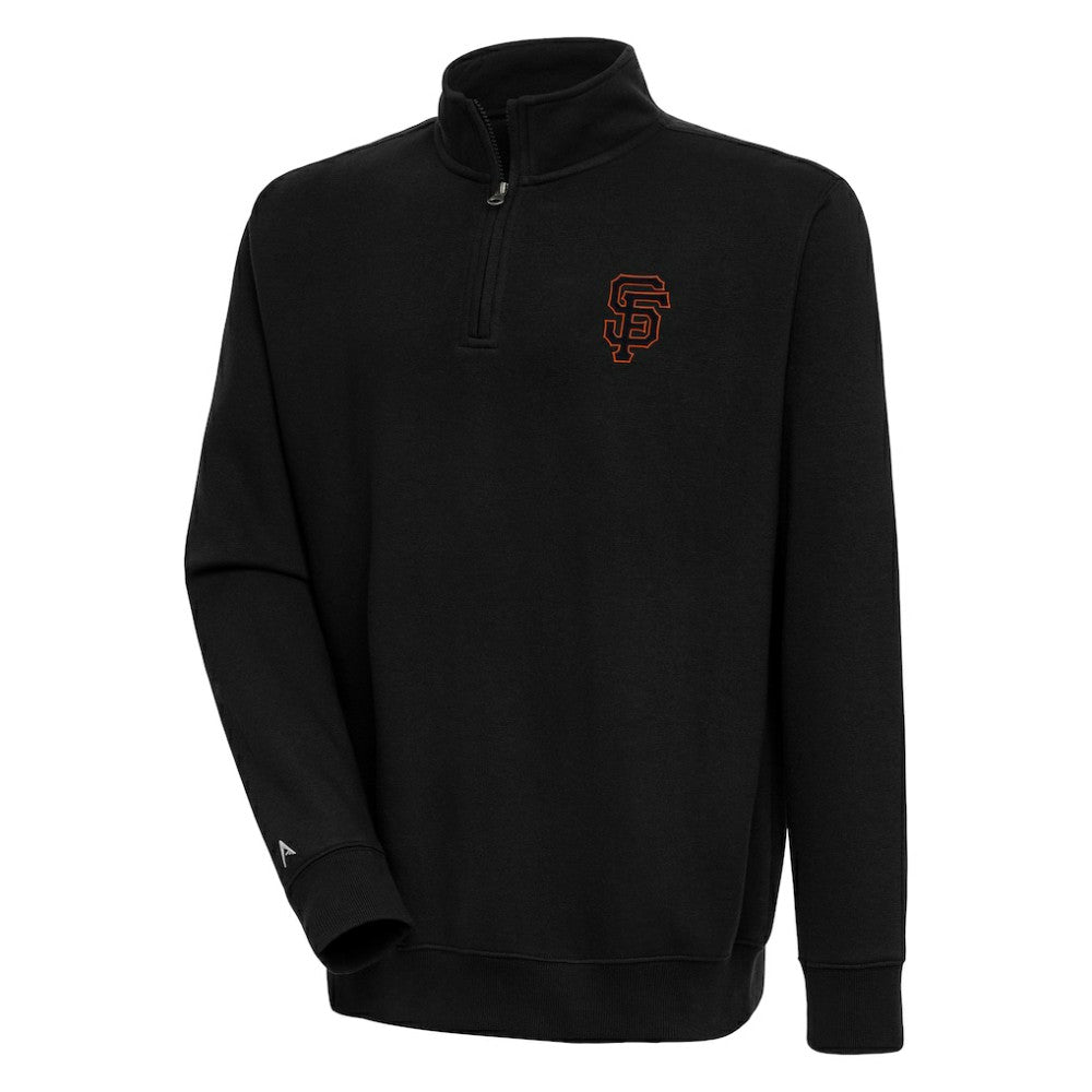San Francisco Giants Antigua Victory Quarter-Zip Pullover Top - Black Pullover