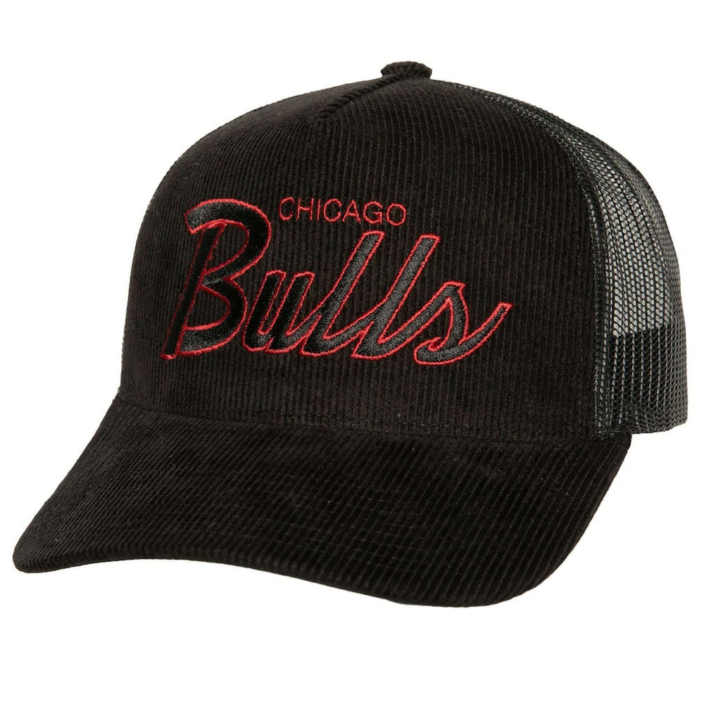 Chicago Bulls Times Up Classic Script Cord Trucker Hat Black
