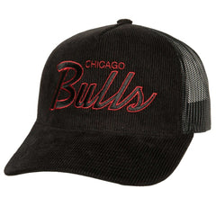 Chicago Bulls Times Up Classic Script Cord Trucker Hat Black