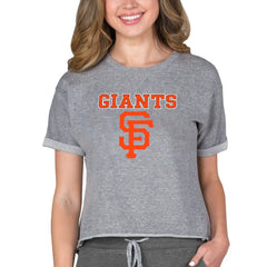 San Francisco Giants Concepts Sport Women's Tri-Blend Mainstream Terry Short Sleeve Sweatshirt Top - Gray Sweatshirts