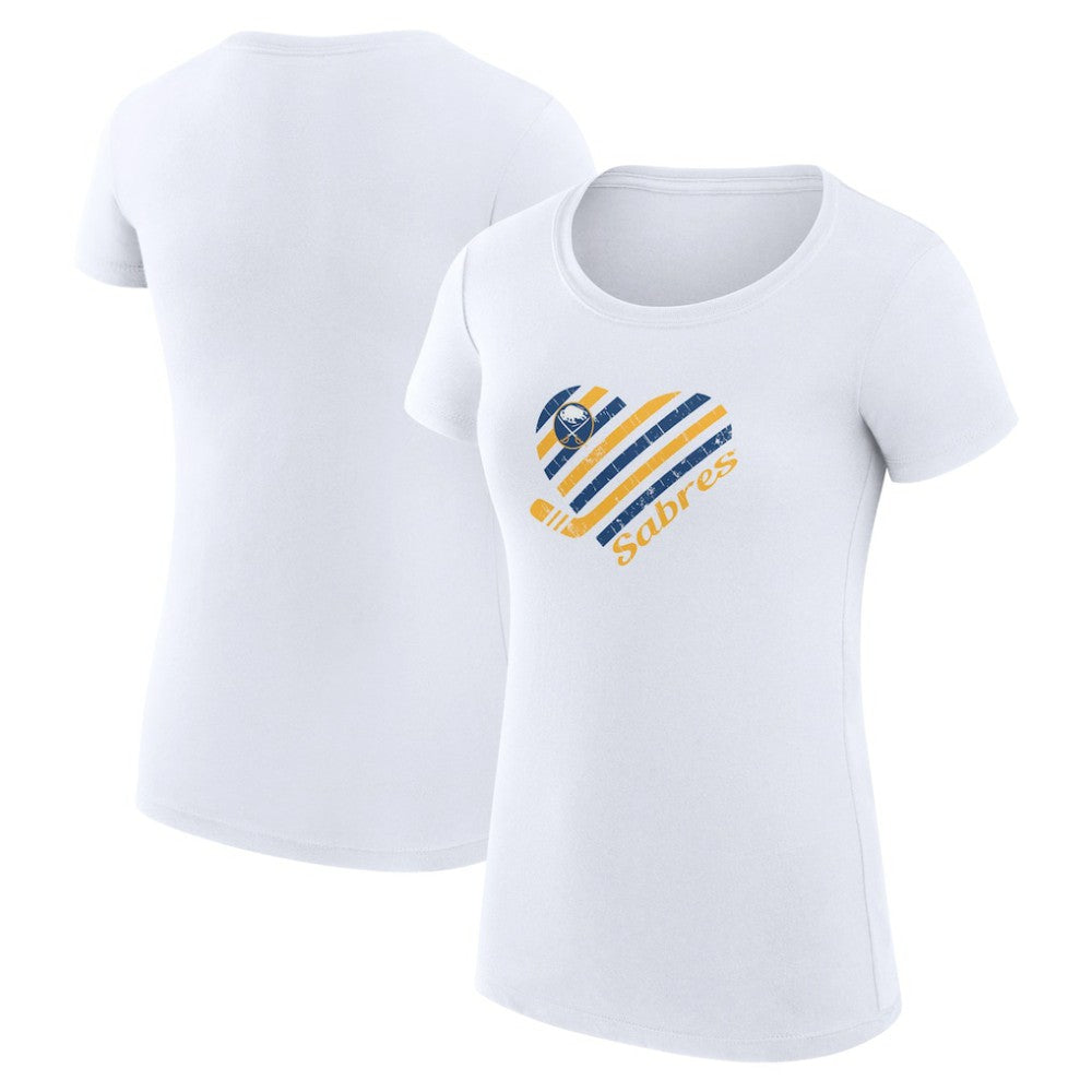NHL Buffalo Sabres G-III 4Her by Carl Banks Women's Super-Slim Fit Lightweight Heart T-Shirt - White