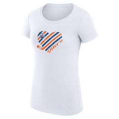 NHL Edmonton Oilers G-III 4Her by Carl Banks Women's Super-Slim Fit Lightweight Heart T-Shirt - White