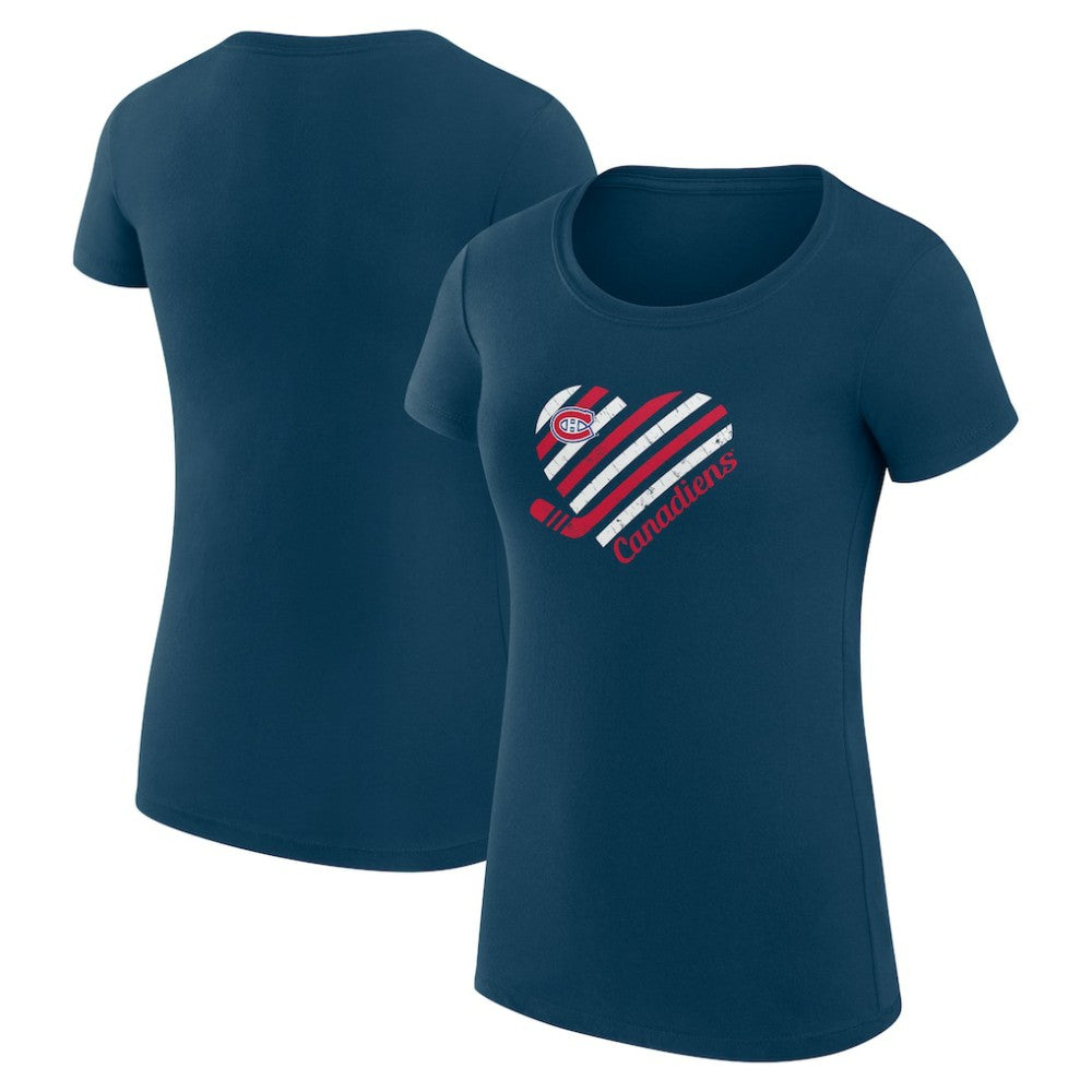 NHL Montreal Canadiens G-III 4Her by Carl Banks Women's Super-Slim Fit Lightweight Heart T-Shirt - Navy