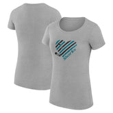 NHL San Jose Sharks G-III 4Her by Carl Banks Women's Super-Slim Fit Lightweight Heart T-Shirt - Heather Gray