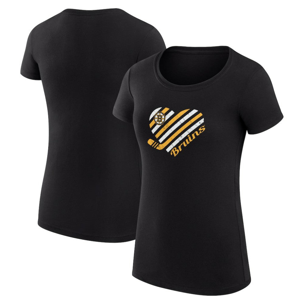 NHL Boston Bruins G-III 4Her by Carl Banks Women's Super-Slim Fit Lightweight Heart T-Shirt - Black
