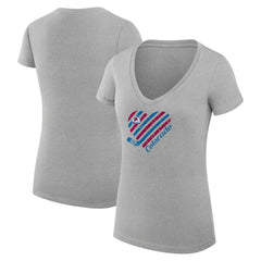 NHL Colorado Avalanche G-III 4Her by Carl Banks Women's Super-Slim Fit Lightweight Heart V-Neck T-Shirt - Heather Gray