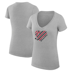 NHL New Jersey Devils G-III 4Her by Carl Banks Women's Super-Slim Fit Lightweight Heart V-Neck T-Shirt - Heather Gray