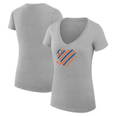 NHL New York Islanders G-III 4Her by Carl Banks Women's Super-Slim Fit Lightweight Heart V-Neck T-Shirt - Heather Gray