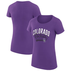 Colorado Rockies G-III 4Her by Carl Banks Women's Super-Slim Fit Lightweight Filigree Team T-Shirt - Purple T-shirts