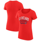 Cleveland Guardians G-III 4Her by Carl Banks Women's Super-Slim Fit Lightweight Filigree Team T-Shirt - Red T-shirts