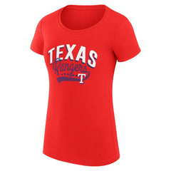 Texas Rangers G-III 4Her by Carl Banks Women's Super-Slim Fit Lightweight Filigree Team T-Shirt - Red T-shirts