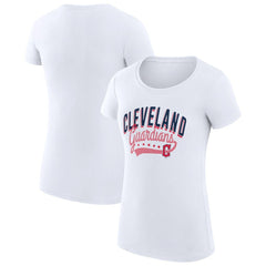 Cleveland Guardians G-III 4Her by Carl Banks Women's Super-Slim Fit Lightweight Filigree Team T-Shirt - White T-shirts