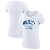 Kansas City Royals G-III 4Her by Carl Banks Women's Super-Slim Fit Lightweight Filigree Team T-Shirt - White T-shirts