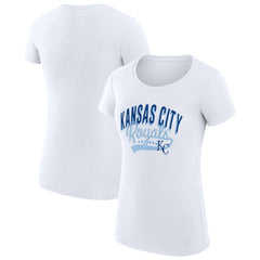 Kansas City Royals G-III 4Her by Carl Banks Women's Super-Slim Fit Lightweight Filigree Team T-Shirt - White T-shirts