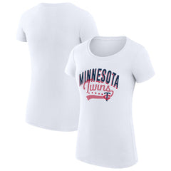 Minnesota Twins G-III 4Her by Carl Banks Women's Super-Slim Fit Lightweight Filigree Team T-Shirt - White T-shirts