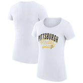 Pittsburgh Pirates G-III 4Her by Carl Banks Women's Super-Slim Fit Lightweight Filigree Team T-Shirt - White T-shirts