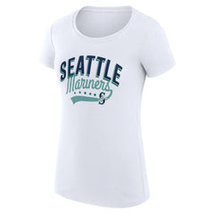 Seattle Mariners G-III 4Her by Carl Banks Women's Super-Slim Fit Lightweight Filigree Team T-Shirt - White T-shirts