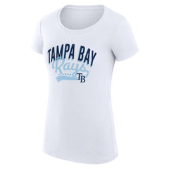 Tampa Bay Rays G-III 4Her by Carl Banks Women's Super-Slim Fit Lightweight Filigree Team T-Shirt - White T-shirts