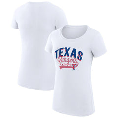 Texas Rangers G-III 4Her by Carl Banks Women's Super-Slim Fit Lightweight Filigree Team T-Shirt - White T-shirts