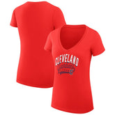 Cleveland Guardians G-III 4Her by Carl Banks Women's Super-Slim Fit Lightweight Filigree Team V-Neck T-Shirt - Red T-shirts