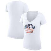 Houston Astros G-III 4Her by Carl Banks Women's Super-Slim Fit Lightweight Filigree Team V-Neck T-Shirt - White T-shirts