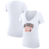 San Francisco Giants G-III 4Her by Carl Banks Women's Super-Slim Fit Lightweight Filigree Team V-Neck T-Shirt - White T-shirts